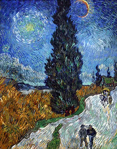 Straße mit Zypresse und Stern Vincent van Gogh